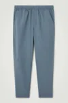 Cos Tapered Poplin Pull-on Trousers In Blue