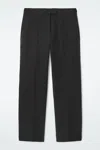 Cos Tapered Twill Trousers In Black