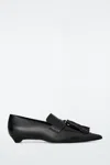 COS TASSELLED LEATHER KITTEN-HEEL LOAFERS