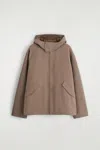 Cos Technical Cotton Hooded Jacket In Brown