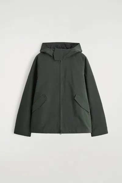 Cos Technical Cotton Hooded Jacket In Green