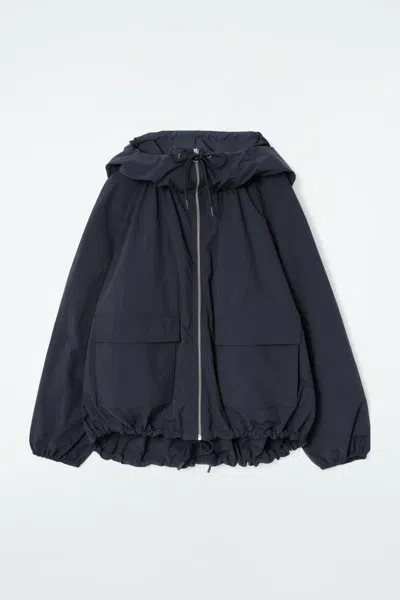 Cos Technical Hooded Parka Jacket In Blue