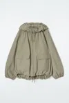 Cos Technical Hooded Parka Jacket In Brown
