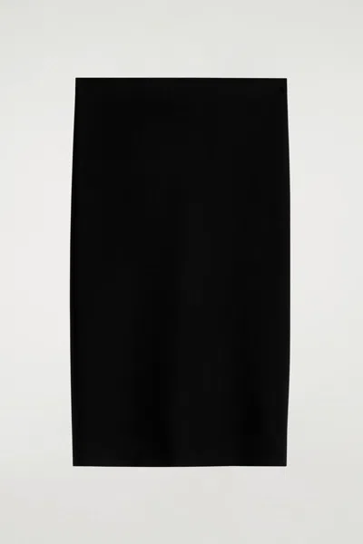 Cos Technical Jersey Midi Skirt In Black