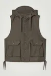 Cos Technical Nylon Hooded Gilet In Beige