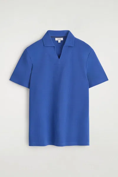 Cos Technical Piqué Polo Shirt In Blue