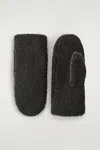 Cos Teddy Mittens In Gray
