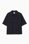 Cos Textured Camp-collar Shirt In Blue