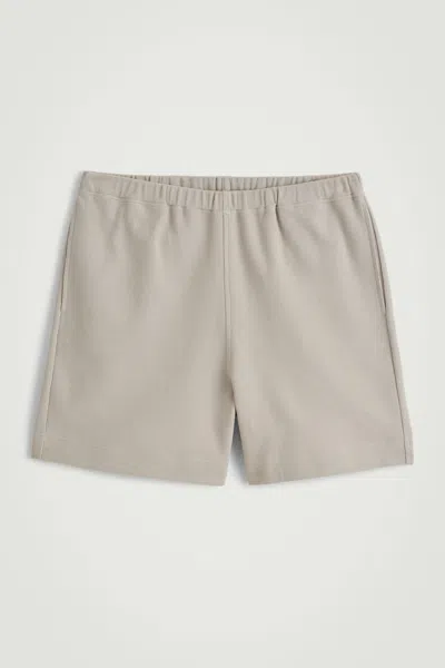 Cos Textured Cotton-jersey Shorts In Brown