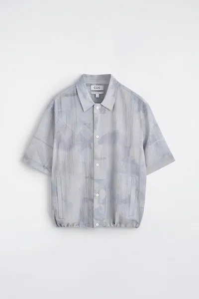 Cos Textured Drawstring-hem Shirt In Blue