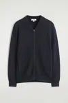 Cos Textured Knitted Bomber Jacket In Black