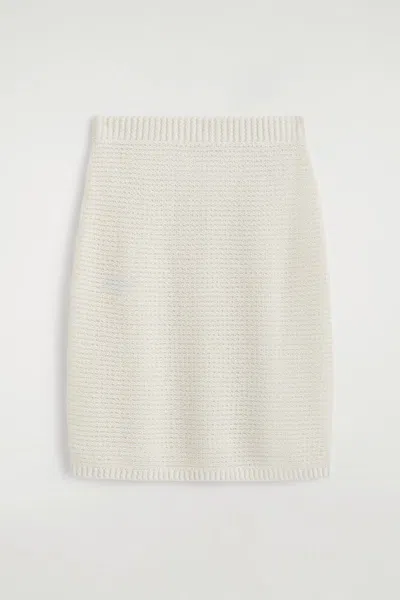 Cos Textured Knitted Cotton Mini Skirt In White