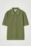 Cos Textured Knitted Cotton Polo Shirt In Green