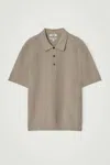 Cos Textured Knitted Cotton Polo Shirt In Beige