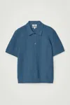 Cos Polo In Maglia Di Cotone Testurizzata In Blue