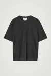 Cos Textured Knitted Cotton T-shirt In Black