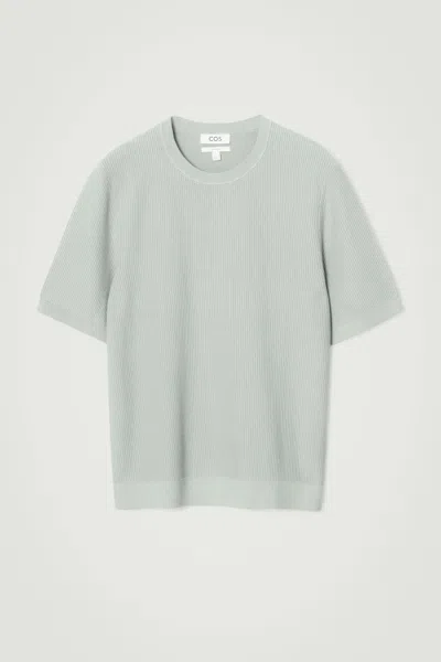 Cos Textured Knitted T-shirt In Turquoise