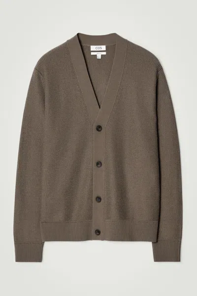 Cos Textured Merino Wool Cardigan In Beige