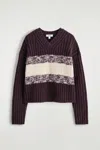Cos Textured Merino Wool V-neck Sweater In Purple