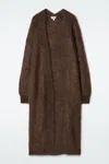 Cos Textured Mohair-blend Maxi Cardigan In Brown