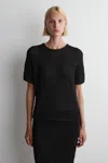 Cos Textured Open-knit Top In Black