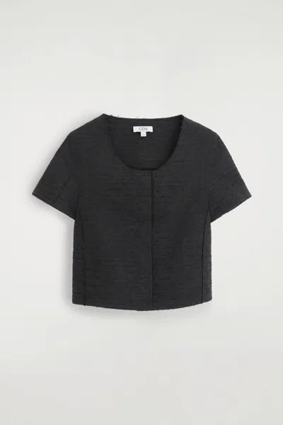 Cos Textured Short-sleeved Top In Noir