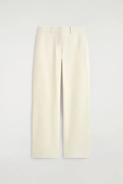 Cos Textured Slim Straight-leg Pants In White