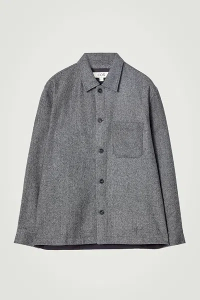Cos Textured Wool-blend Overshirt In Brown