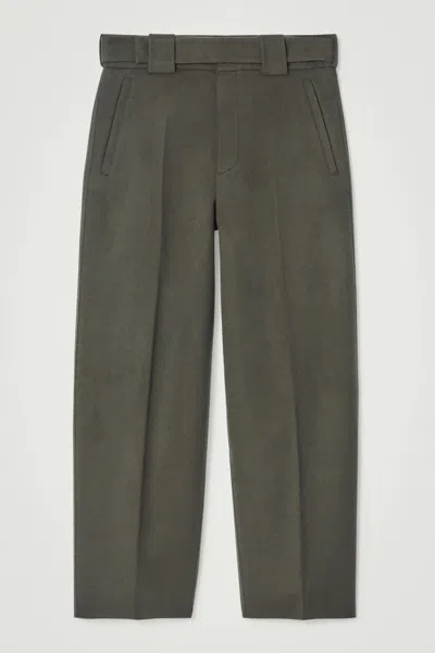 Cos The Wool Barrel-leg Trousers In Brown