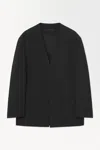 Cos The Collarless Wool Blazer In Black