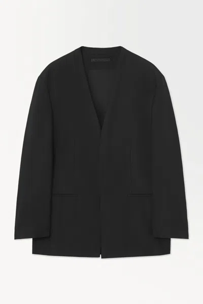 Cos The Collarless Wool Blazer In Black