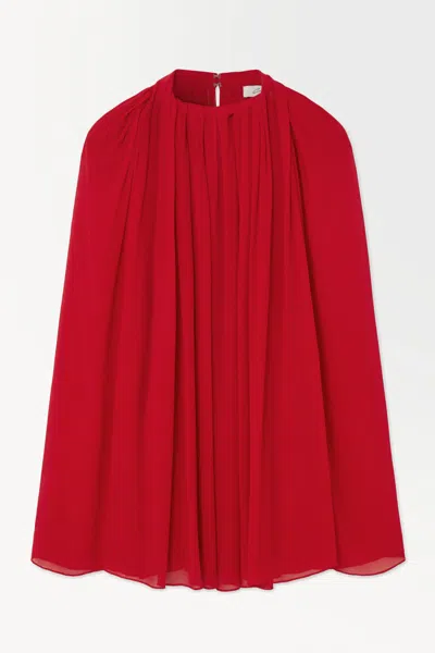 Cos The Crinkled Silk-chiffon Blouse In Red