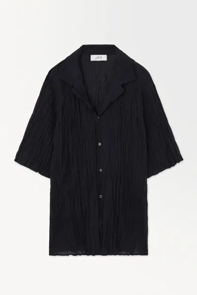 Cos The Crinkled Wool Resort Shirt In Blue