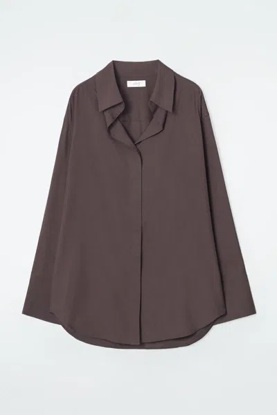 Cos The Draped Silk Shirt In Brown