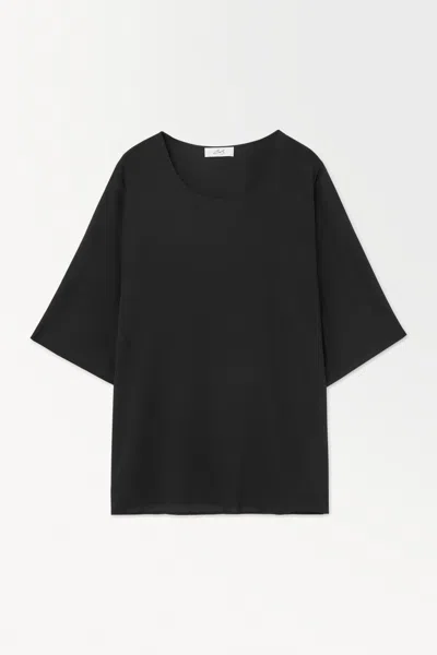 Cos The Essential Silk-blend T-shirt In Black