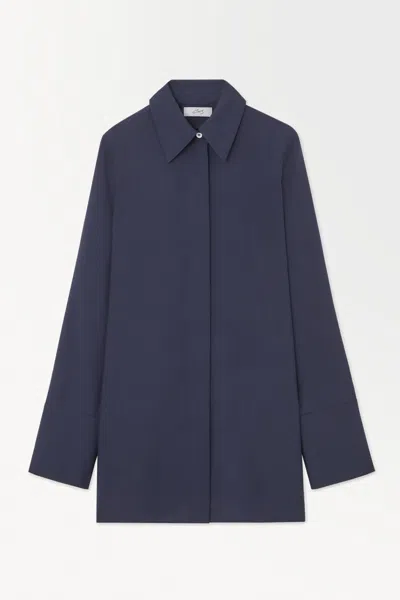 Cos The Essential Silk Shirt In Blue