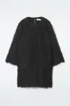 Cos The Feathered Mini Shift Dress In Black