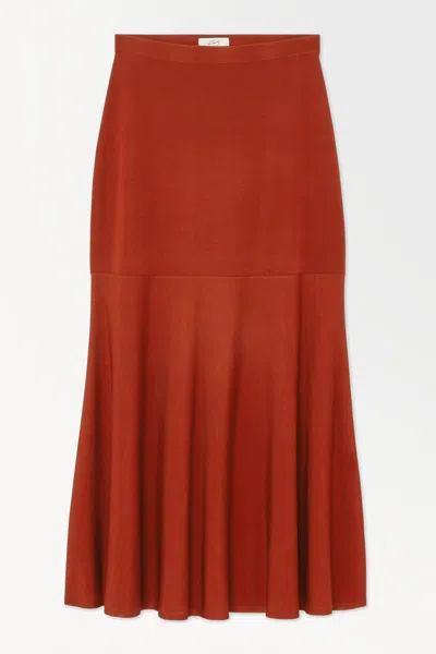 Cos The Flared Silk-blend Maxi Skirt In Orange