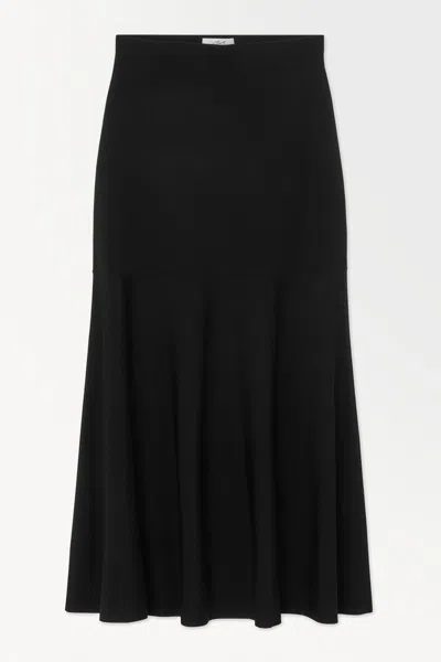 Cos The Flared Silk-blend Maxi Skirt In Black