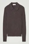 Cos The Flecked Wool Polo Shirt In Brown In Brown