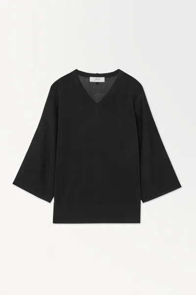 Cos The Knitted Silk-blend T-shirt In Black
