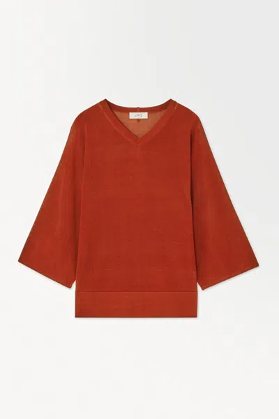 Cos The Knitted Silk-blend T-shirt In Orange