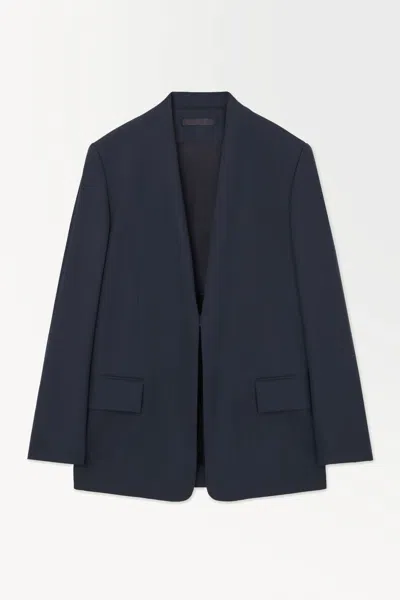 Cos The Folded-lapel Wool Blazer In Blue