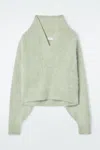 Cos The Funnel-neck Brushed-cashmere Jumper In Green