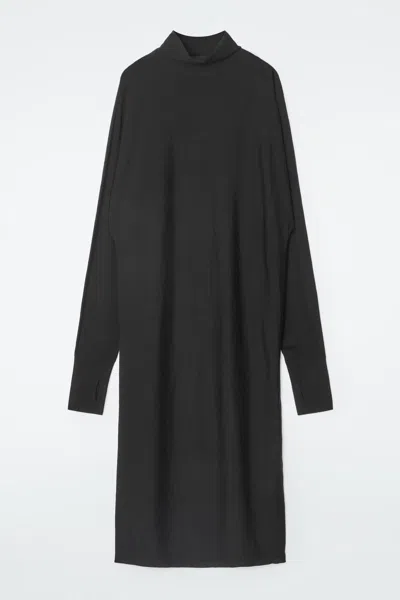 Cos The Funnel-neck Merino Wool Dress In Black