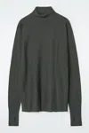Cos The Funnel-neck Merino Wool Jumper In Green