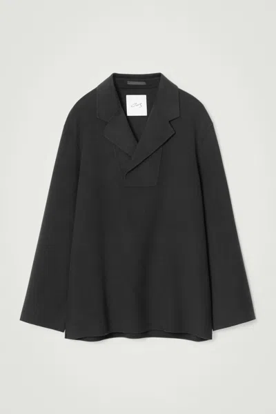 Cos The Half-placket Overshirt In Black