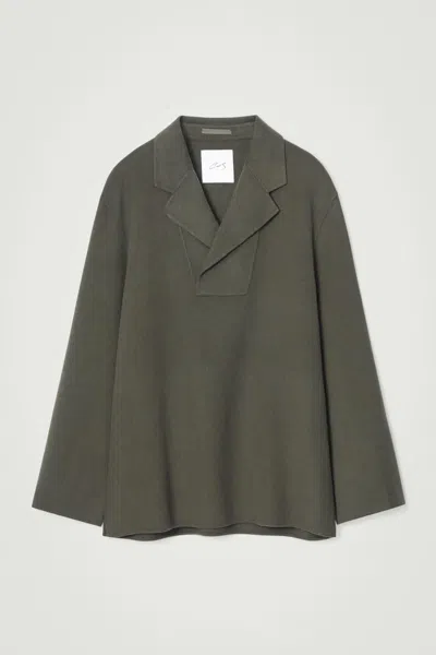 Cos The Half-placket Overshirt In Brown