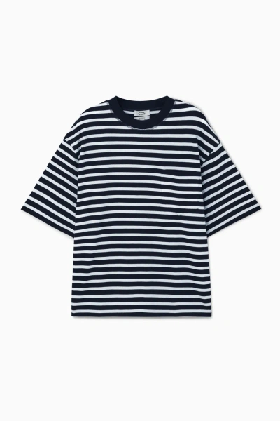 Cos The Heavy Duty Striped T-shirt In Blue