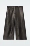 Cos The Leather Barrel-leg Culottes In Brown